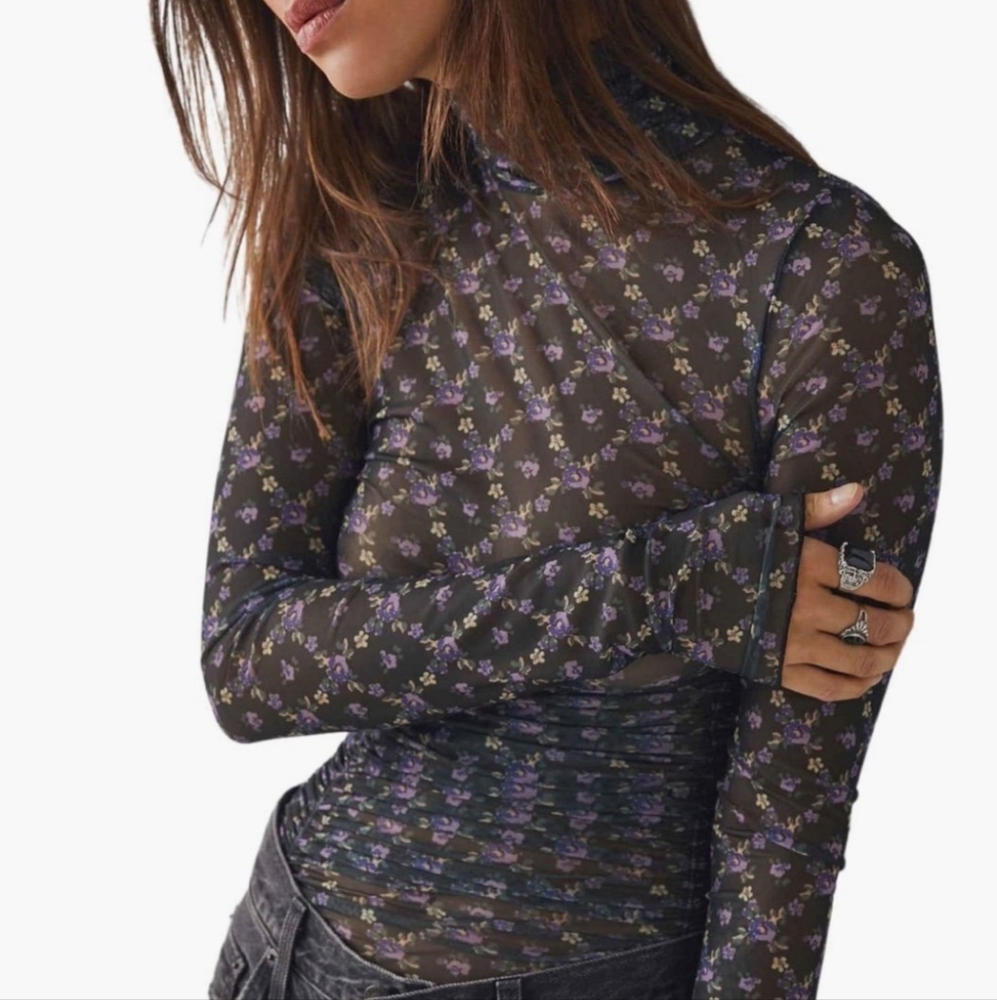 NWOT Free People Under It All Ruched Mesh Body Suit